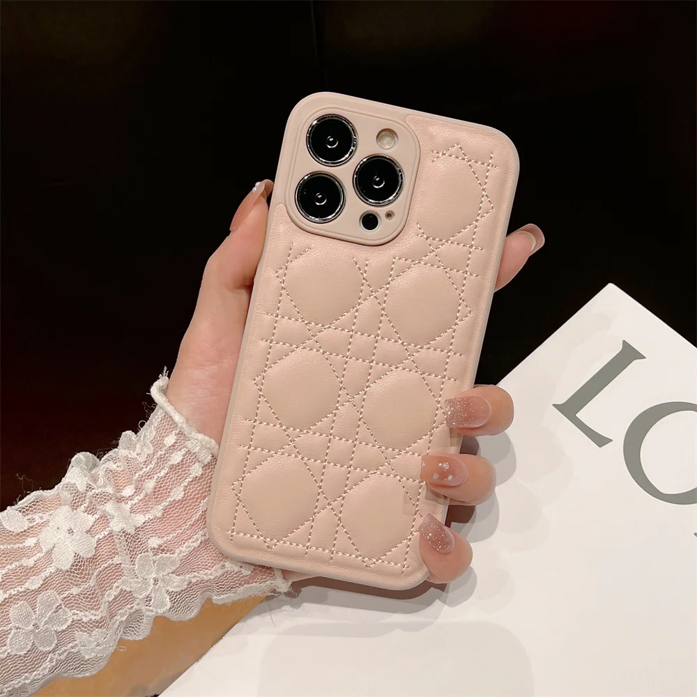 Luxury Microfiber Leather Embroidery Phone Case For Iphone 11 Pro Max 13 12 Pro Max Back Cover iphone se phone case