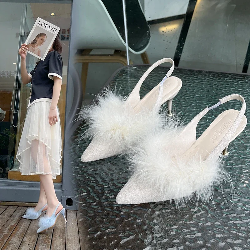 

Sandals Women 2023 Spring and Summer New Korean Version of Women's High Heel Single Shoes Pointed Thin Heel Leisure