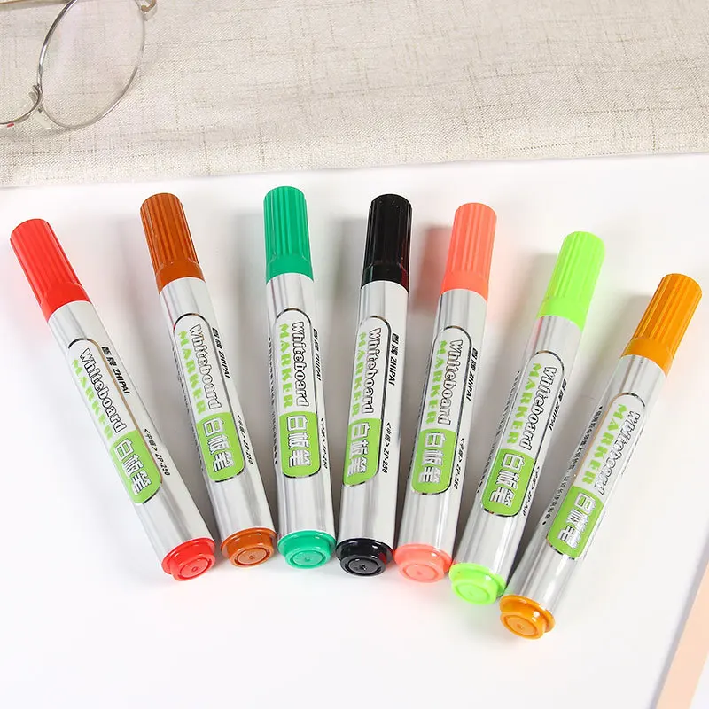 프리미엄 12색 화이트보드 마커 - 1.5mm 가는 팁 세라믹 드라이 이레이저 펜 (사무실 회의 및 계획 세정용) - 선명한 색상, 저취성