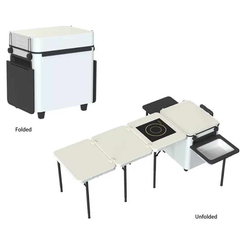 Lightweight Folding Camping Kitchen Box With Induction Cooker and Big Volume Storage Box