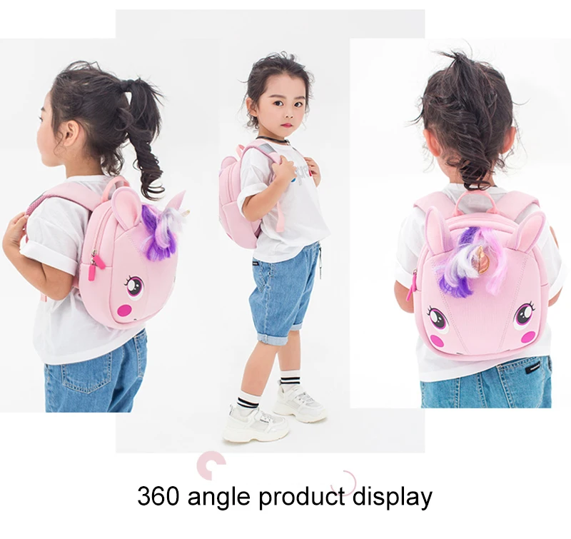 Baby Girl Backpack Toddler Girl Backpack 3D Unicorn Cartoon Travel Pre School Bag for Kid Backpacks with Safety Leash 1-5 Years