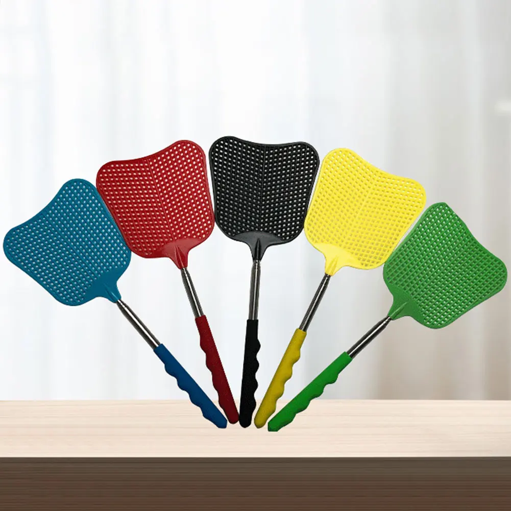 Telescopic Fly Swatters with Anti Slip Handle Stainless Steel Rod
