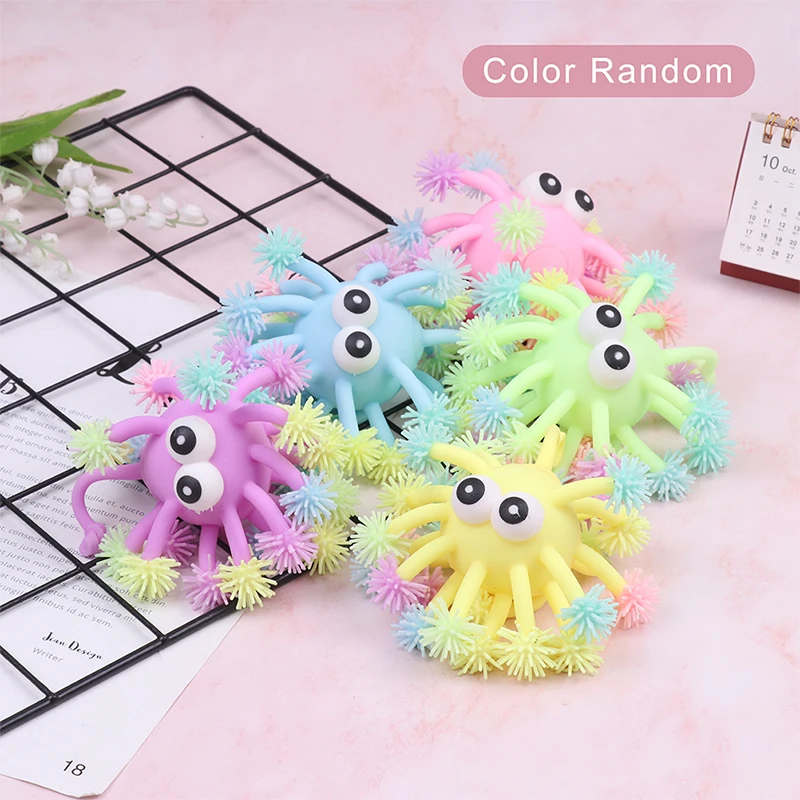 

Luminous Toys Novelty Elastic Glow Hair Ball Vent Ball Vent Ball Children Squeeze Anti Stress Toys Soft Plastic Rubber