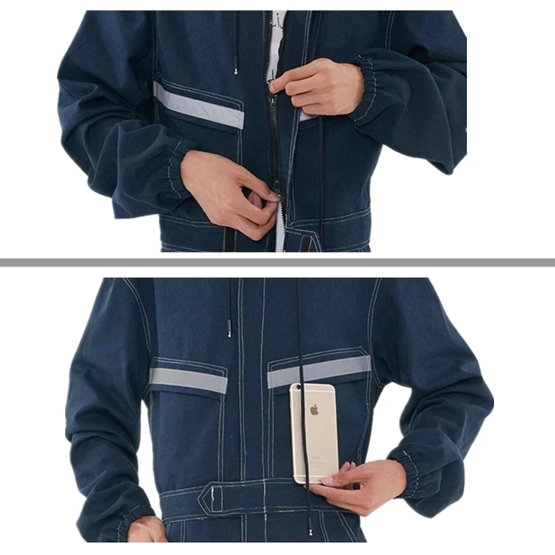 Reflective Denim Work Uniform work coverall suit Flame Retardant Welding Clothes Jumpsuit Coveralls Overalls Auto Repairman Machine Electric Welder