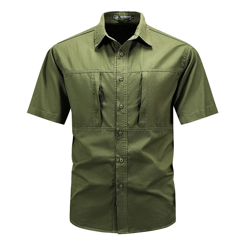 Men's Plaid Short Sleeve Shirts Summer Quick-dry Breathable Button Down Casual Work Outdoor Tactical Hiking Fishing Shirt