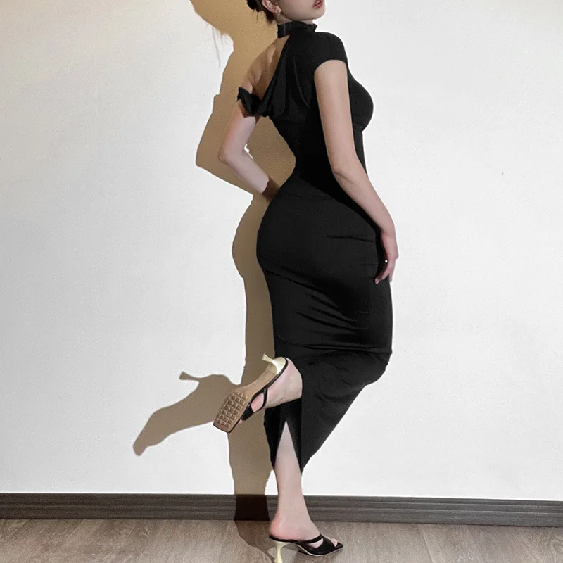 Elegant Sleeveless Irregular Bodycon Dress For Women Autumn New Fashion Long Dress Off Shoulder Party Evening Dress