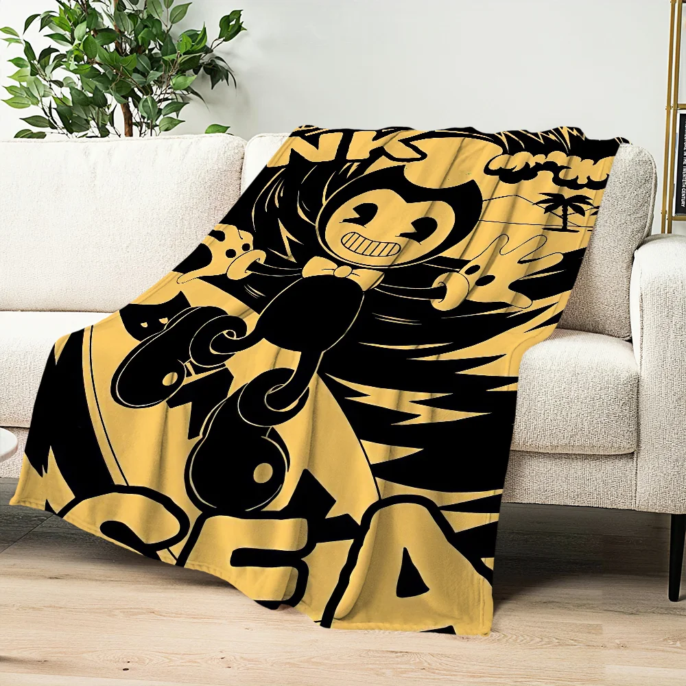 B-Bendy and the ink machines Game Blanket Skin friendly comfort warm soft plush blanket suitable sofa living room office bedroom 5