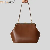 Nouvelle grande pochette à clip pour femme, sac de soirée tendance à porter à l'épaule, sac à main de luxe en cuir souple avec fermoir KissLock 1