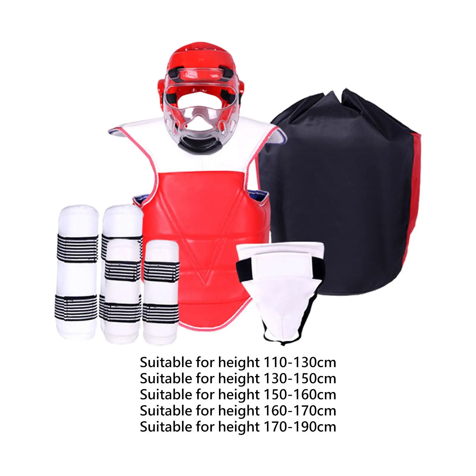 

Taekwondo Sparring Gear Set with Storage Bag Training Exercise Practice Headgear for Mma Taekwondo Muay Thai Karate Kickboxing