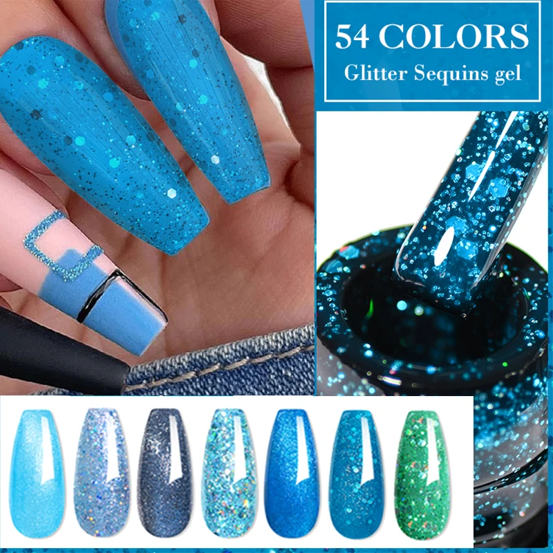 

Mtssii Blue Red Gold Reflective Gel Nial Polish Glitter Color UV LED Gel Varnish Soak Off Nail Gel Nail Polish For Manicure