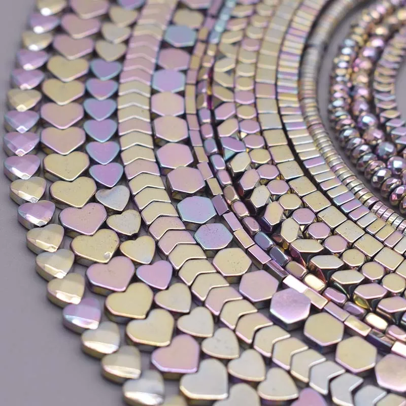 Neue farbe Natürliche Stein Hämatit Perlen Herz quadrat Runde disc Lose Spacer perlen Für Schmuck Machen DIY – Detail 6