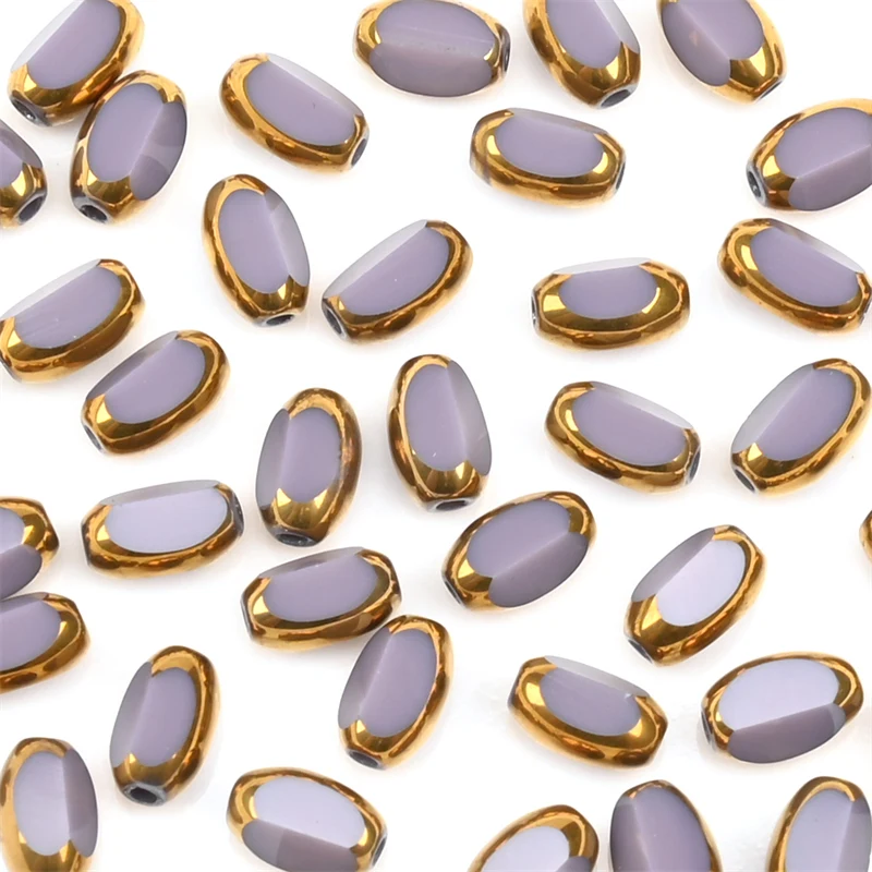 6mm Briolette Oval Glas Perlen Überzogene Goldene Farbe Kristall Lose Spacer Perlen Diy Armband Halskette Perlen Zubehör – Detail 13