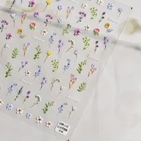 1pc Flower Nail Stickers Summer Floral Leaf Plant 5D Embossed Nail Slider Decals Self-Adhesive Nail Art Supplies Manicure Decor 5