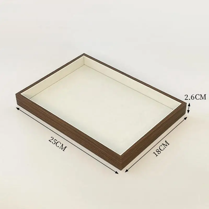 Elegant Walnut Wood Grain Jewelry Display Tray - Retro-Style Storage for Earrings, Rings, Necklaces, and Pendants