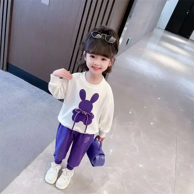 Fashion Toddler Baby Girl Fall Clothes Sets Kids Sports Cartoon Rabbit Sweatshirt Pants 2Pcs Suits Teenage Tracksuit Outfits - Image 6