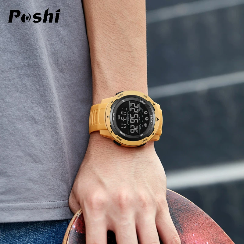POSHI Brand Digital Watch for Man Stopwatch Alarm Clock Led Light Sport Man Wrist Watches Outdoor Fashion Electronic Watches 2