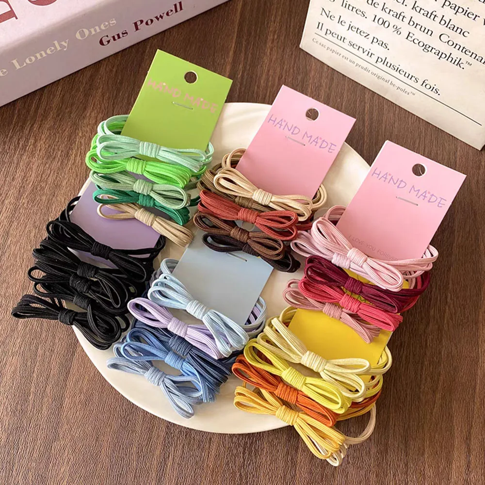 5 Teile/satz Bunte Nette Bogen Haar Krawatten Seile Elastische Nahtlose Pferdeschwanz Halter Gummiband Für Frauen Mädchen Hairwear Zubehör