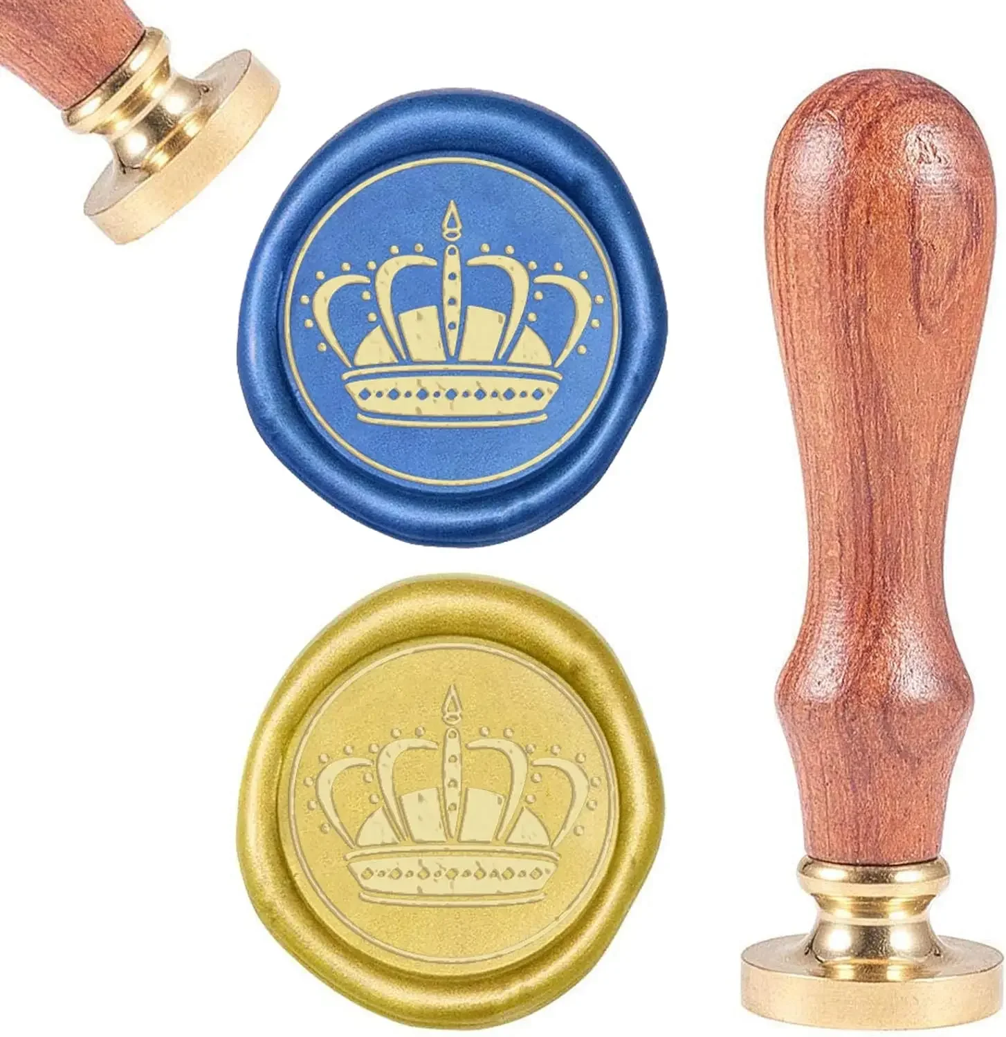 

1PC Wax Seal Stamp Crown Vintage Wax Sealing Stamps Animal Retro Wood Stamp Removable Brass Head 25mm for Envelopes Invitations