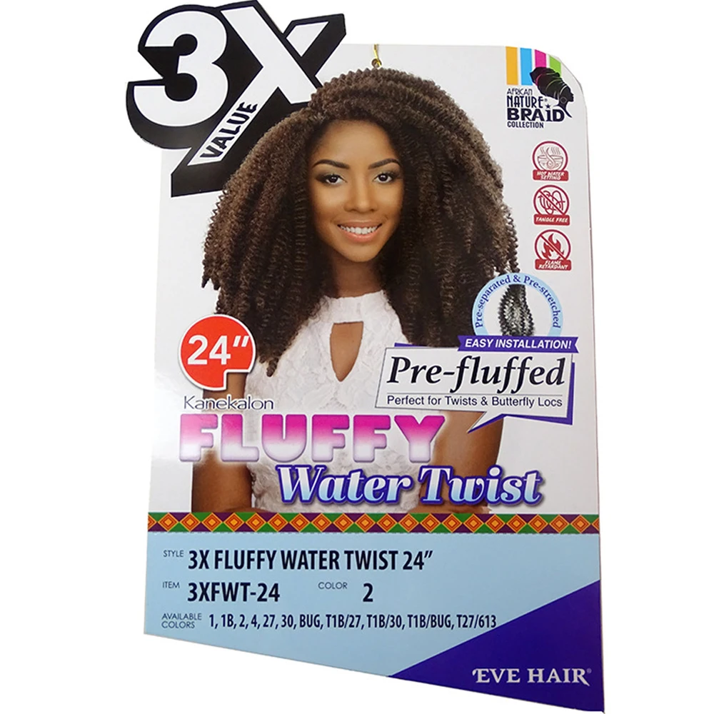 24'' Pre-fluffed Afro Kinky Braiding Hair Water Twist Braid Synthetic Hairs 3 Strands Kinky Twist Braiding Hair for Black Women 6