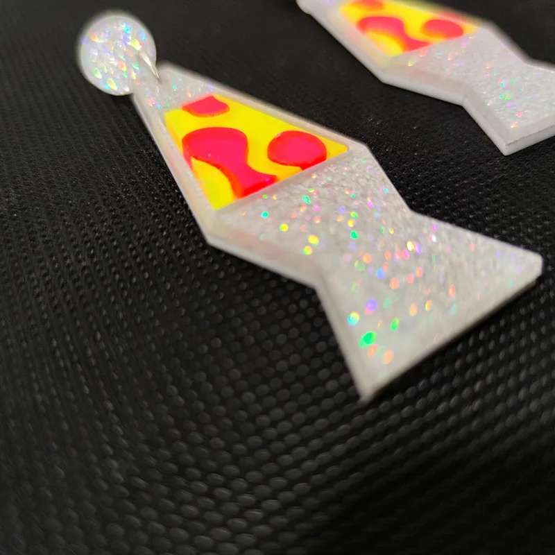 KUGUYS Lava Lamp Dangle-Ohrringe für Damen, glitzerndes Acryl, Modeschmuck, Accessoires – Detail 11