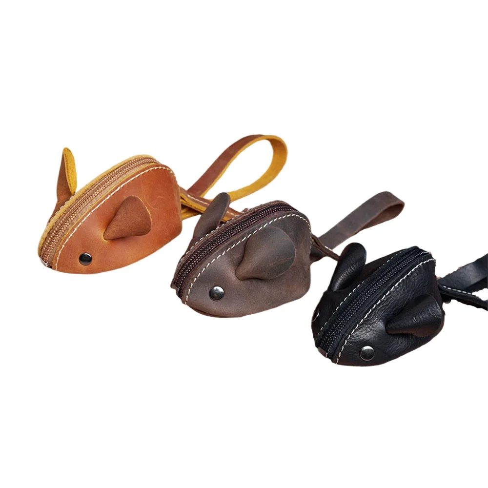 Genuine Leather Coin Purse key case key purse Creative Cute Mouse Storage Bag Trend Zipper Pocket MenWomen Portable Wallets Children's Key Bags