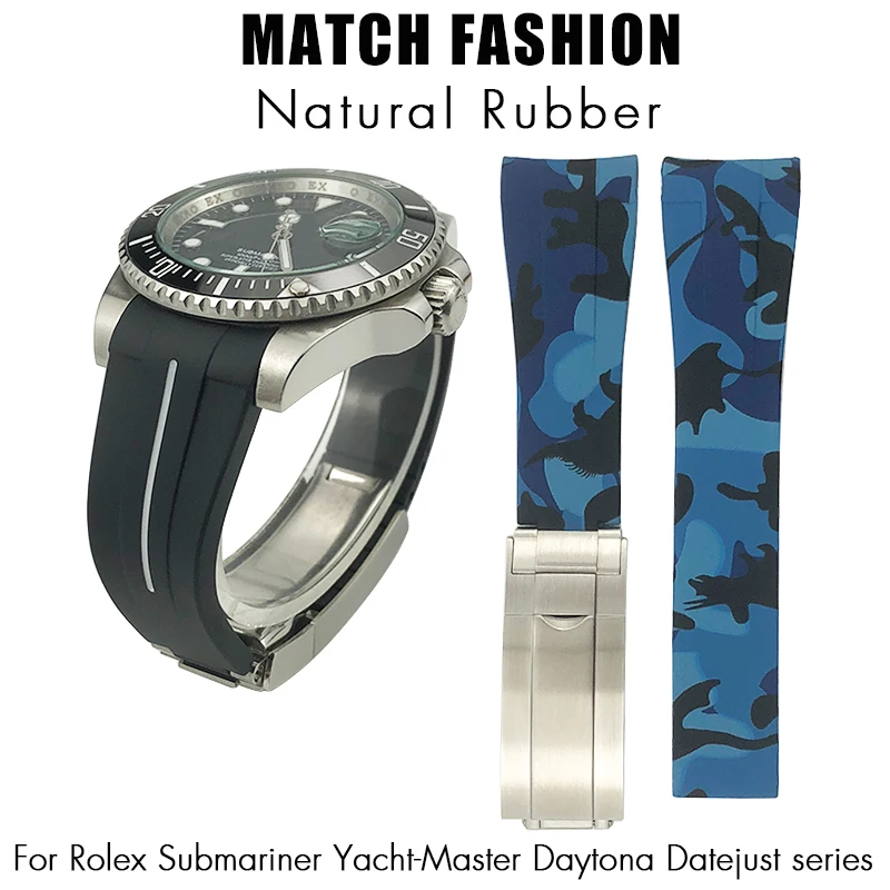 Cinturino In Gomma 20Mm Fibbia Pieghevole Adatta Per Rolex Gmt Submariner Daytona Cinturino In Silicone Impermeabile Donna Uomo Accessori Per Orologi