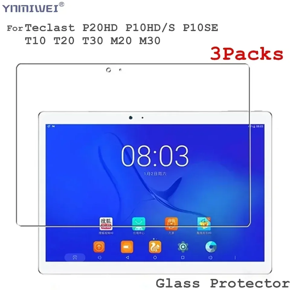 Funda Teclast P50 XunyLyee [2 Piezas Protector Pantalla Para TECLAST M50/ M50HD/ M50 Pro/ M40 Plus/TECLAST P40HD Cristal Templado Film Cristal Templado Tablet 10.1 Universal