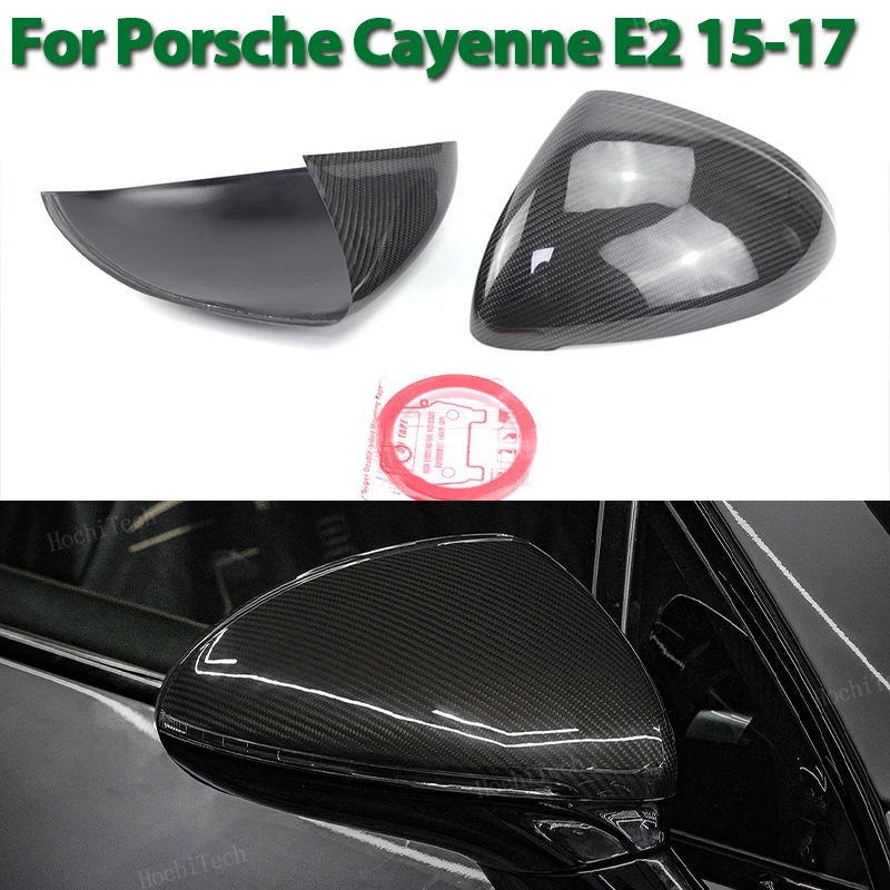 

Real Carbon Fiber Side Rearview Mirror cover Cap add-on for Porsche Cayenne E2 92A 958.2 facelift 2015 2016 2017