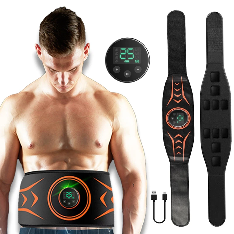 

ABS Trainer EMS Muscle Stimulator ABS Toning Belt USB Recharge Abdominal Muscle Toner Waist Fitness Workout Equipment Men Women