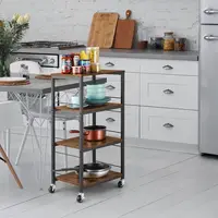 4-Tier Rolling Kitchen Island Cart with Storage, Wood Top, Ideal for Serving and Organizing in Home or Office 5