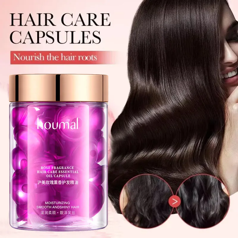 Hair Essence Oil Rose Essential Oil Capsules Supple Dry Hair Keratin Plant Complex Oil Dry Damaged Hair Repair Female Care Essence