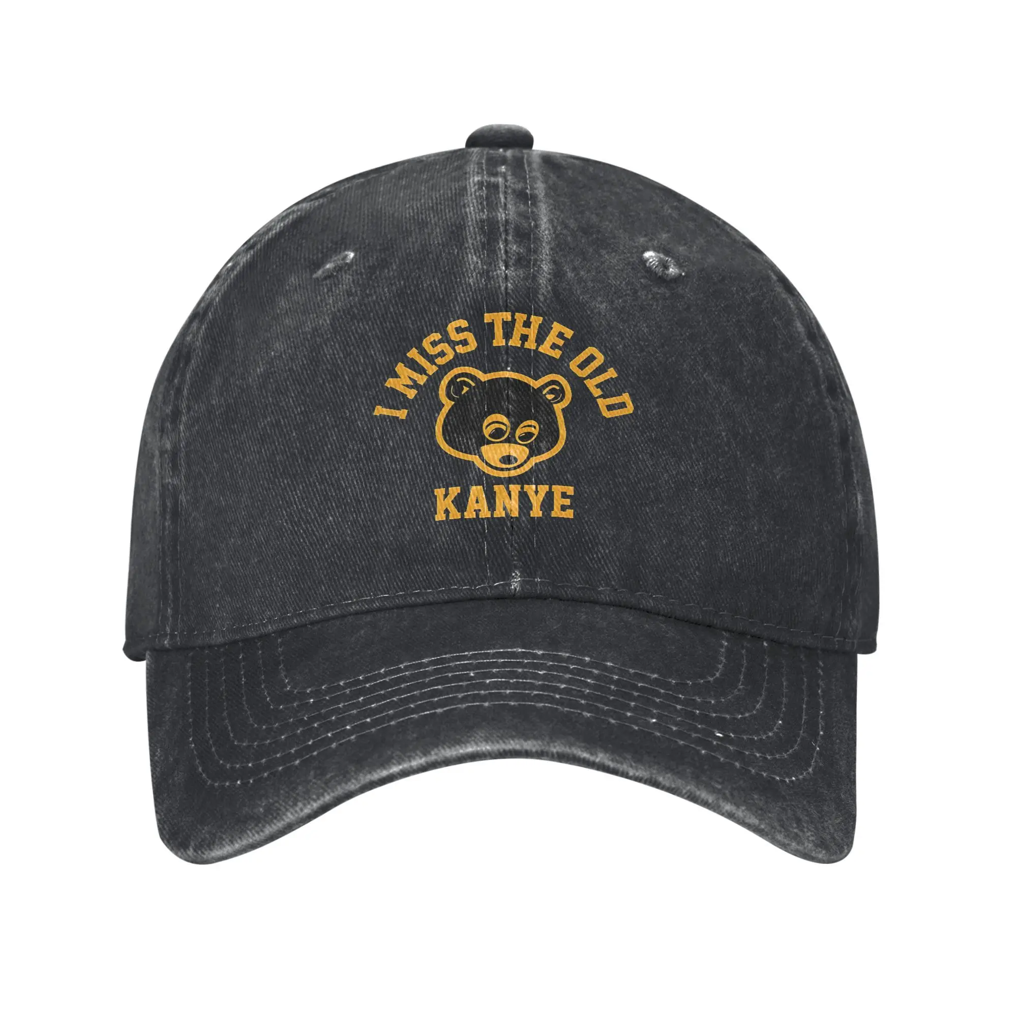 Gewaschene Baseballkappe „I Miss The Old Kanye West College Dropout Bear“, Sommer-Trucker-Mütze für Männer und Frauen, Kpop Rock Sun Baseballkappen