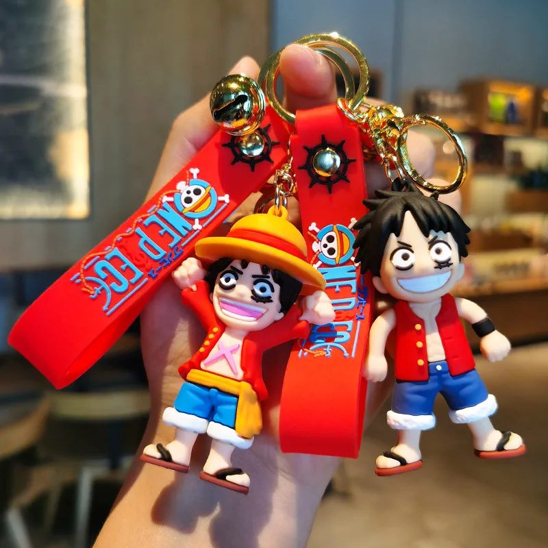 

One Piece Keychain Luffy Keyring Cartoon llaveros Doll Fashion Couple Bag Car Pendant Chaveiro Cute Friend Kids Gifts Accessory