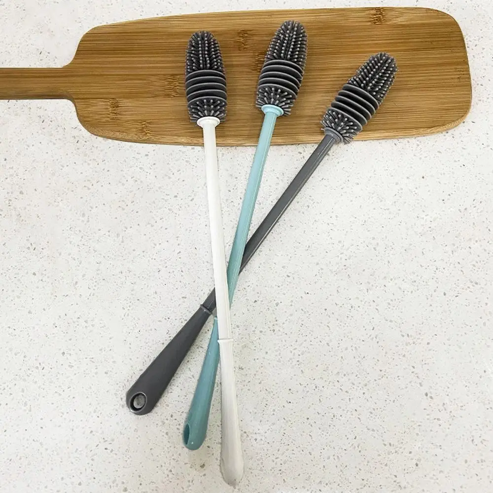 

Useful Cleaning Brush Silicone Suspensible Food Grade Long Handle Milk Bottle Brush Cup Scrubber Glass Cleaner Cleaning Tool