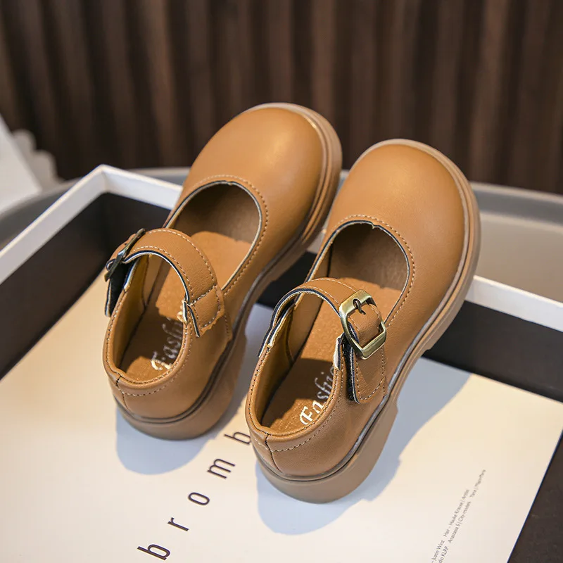 Boys Leather Shoes Soft Fashion Britain Style Black Baby Girls Casual Uniform School Shoes Children Versatile Loafer 2023 Simple 4