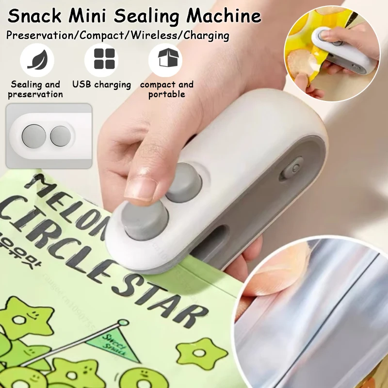 Handheld Bag Sealer Mini Heat Vacuum Food Sealer with Cutter and Magnet 2 in 1 Bag Sealer for Plastic Bags Snacks Food Storage 1