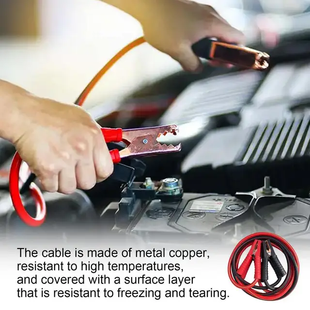 Car Cables Jump Start Leads Cable Black Red Fire Wires Heavy