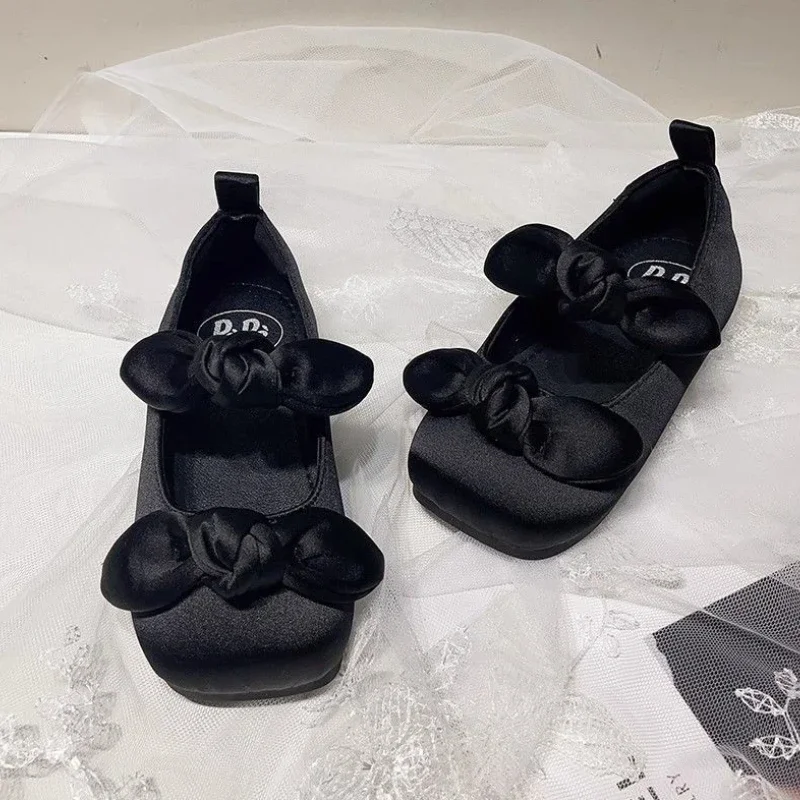 Girls Shoes Spring French Retro Princess Shoe Bow Girl dresses Mary Jane Dance Shoes Fashion kid Shoe