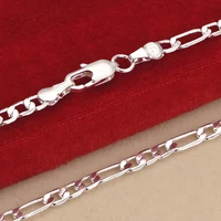 KCRLP Noble nouveau 925 en argent Sterling 4MM chaîne pour hommes femmes Bracelet collier ensemble de bijoux dame cadeaux de noël breloques de mariage 4