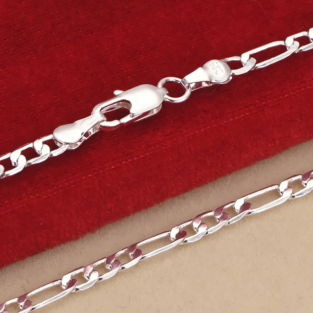 KCRLP Noble New 925 Sterling Silver 4MM Chain for Men Women Bracelet Necklace Jewelry Set Lady Christma Gifts Charms Wedding 4