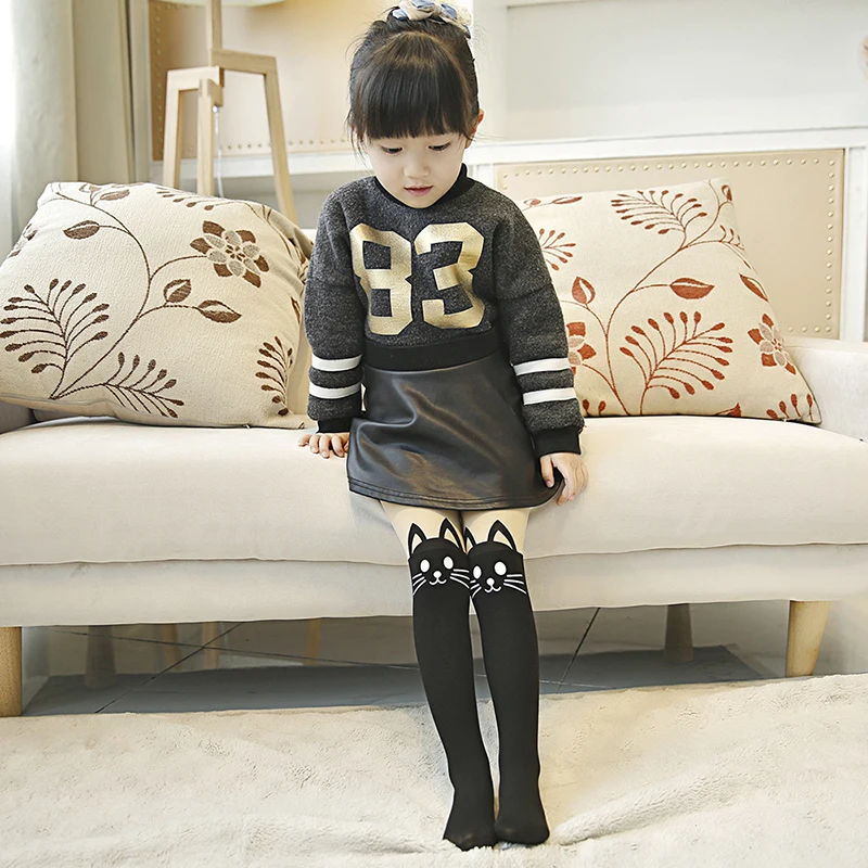 Kids Socks Kids Pantyhose Toddler Tights Kids Leggings Fashion and Cute Cartoon Splicing Children Pantyhose Printing GirlsTights Spring and Autumn Kids Stockings