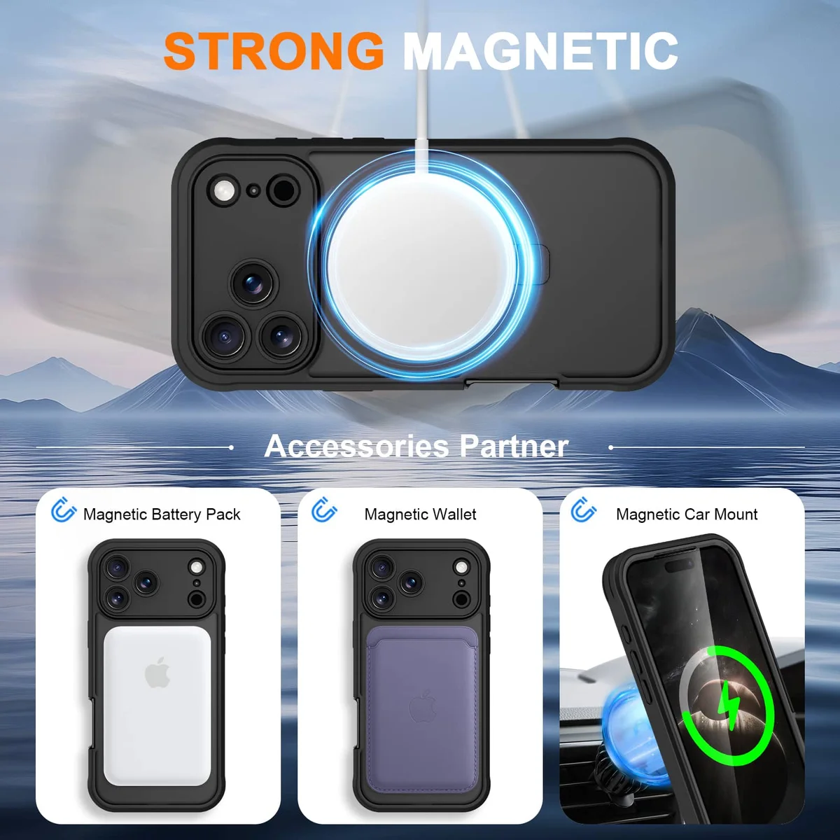 For iPhone 17 Pro Max Air Full Body Shockproof Case with Invisible Stand [Compatible with Magnetic] Built-in Screen Protector — view 4