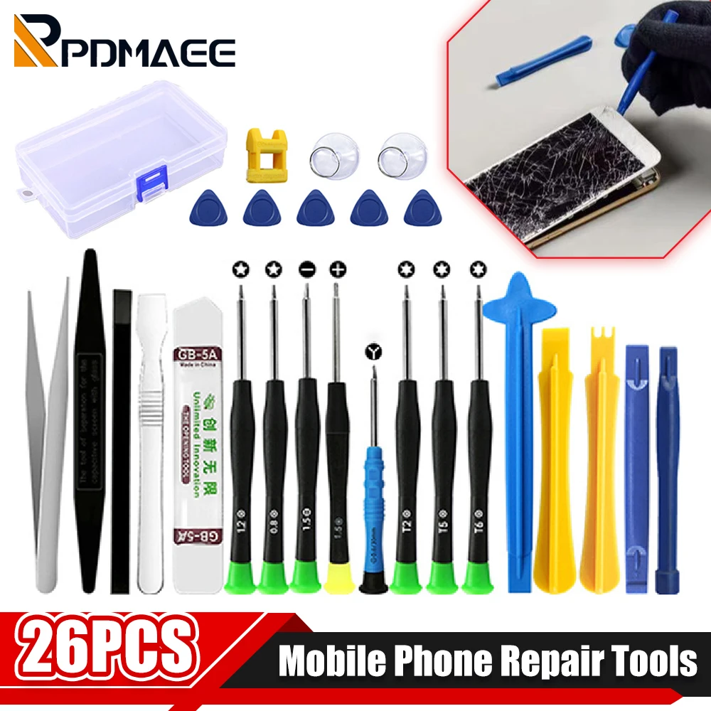 Mobile Phone Repair Tools Set, Pry Abertura Chave de Fenda, Mão Desmontar Ferramenta, iPhone, Laptop, Computador, 14 pcs, 22 pcs, 25 pcs, 26 pcs