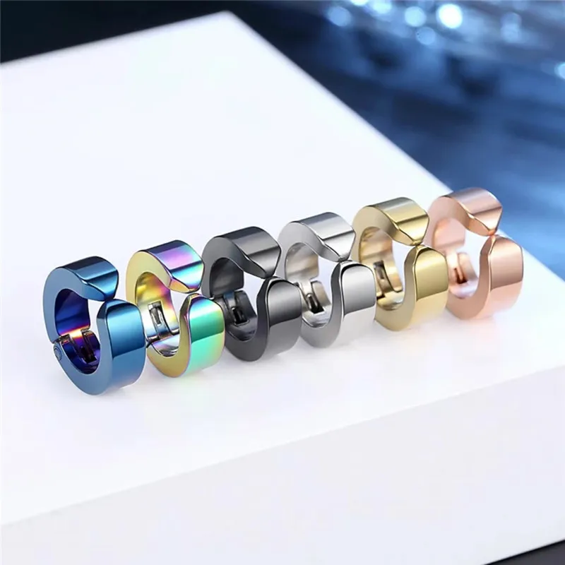 

Hip-Hop Earrings Titanium Steel Earrings No Ear Holes Ear Clip Basic Ear Buckle Men's And Women's Earrings, Accessories