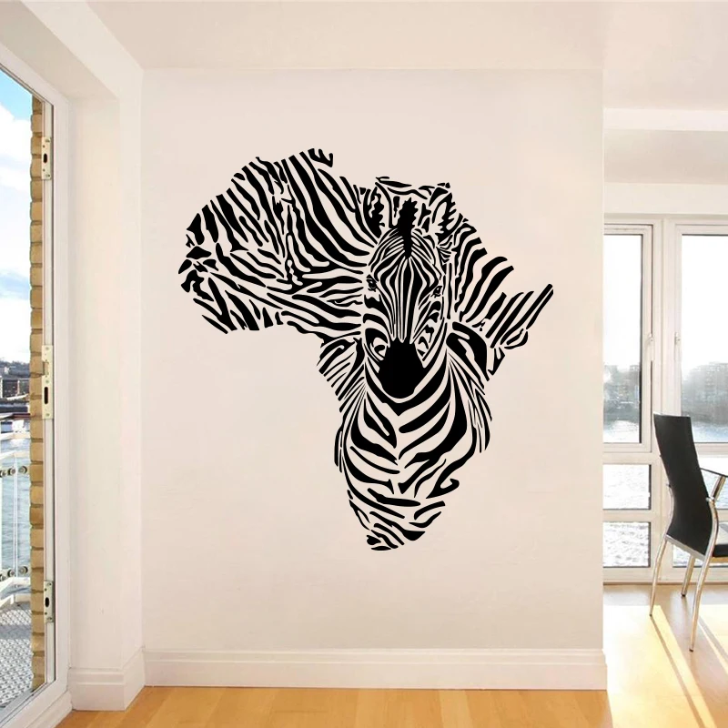 

Zebra In Africa Map Wall Stickers Home Decor Vinyl Wall Decal Creative Zebra Pattern Animal Removable Mural For Living Room