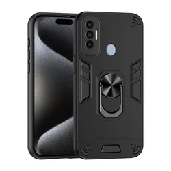 Heavy Duty Armor Shockproof Case with Magnetic Stand and Hard Back Cover for Spark 7 Pro (Black)