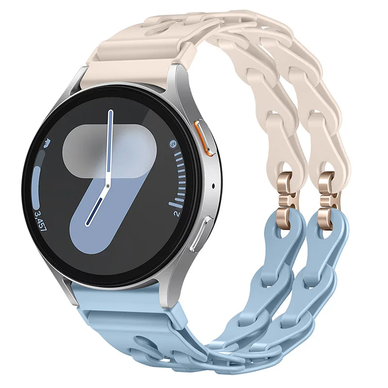 Silicone Chain Strap - 20mm/22mm Versatile Smartwatch Bracelet