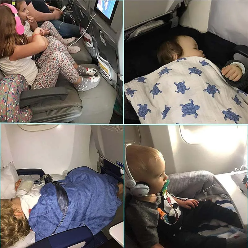Universal Inflatable Portable Travel FootRest Airplane Train Bus Sleeping Pad Flocking Material Blue And Gray Colour With Bag 6