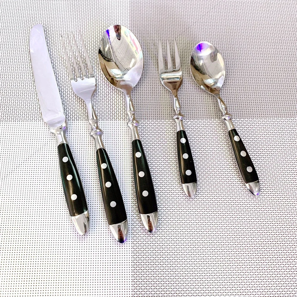 Western Food Tableware Set Three Nails Knife Fork and Spoon Stainless Steel Practical Handle Knife Bakelite Black