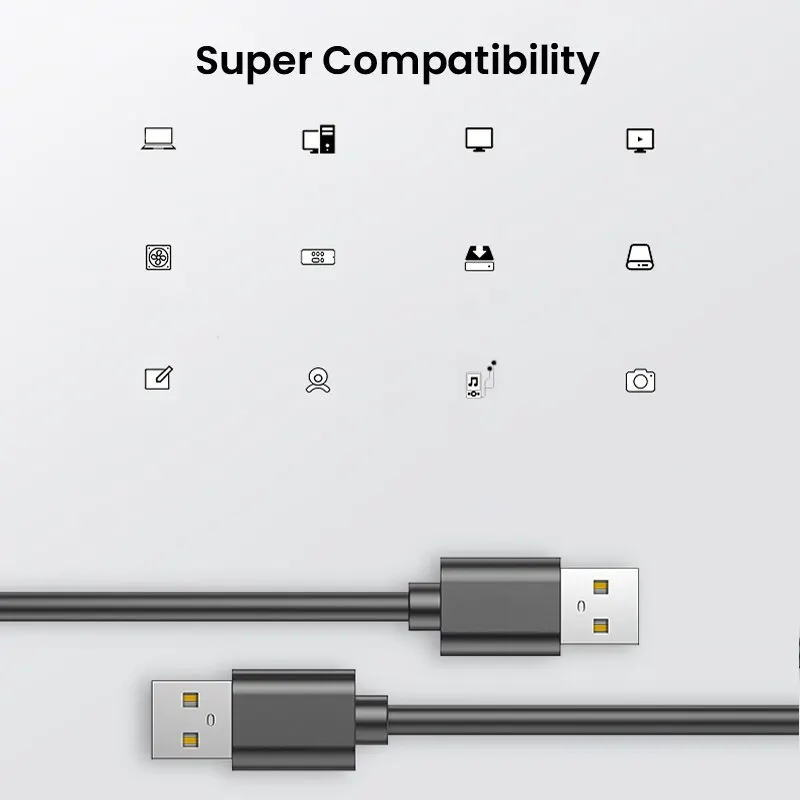 NIERBO USB-USB 케이블, 초고속 USB 2.0, A 타입 수-A 타입 수, 24 / 28AWG 케이블, 1.5m, 5 피트 블랙